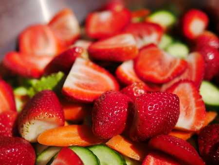 Fresh Salad with strawberry, carrotsの写真素材