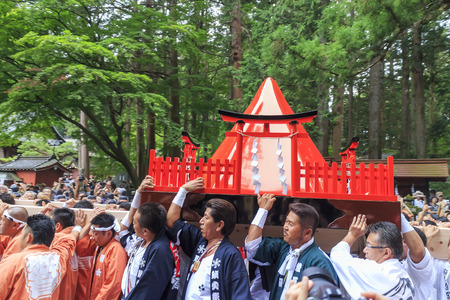 The special festival - Yoshida fire festival. This festival is designated as one of the three most unique festivals in Japan.のeditorial素材