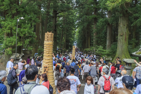 The special festival - Yoshida fire festival. This festival is designated as one of the three most unique festivals in Japan.のeditorial素材