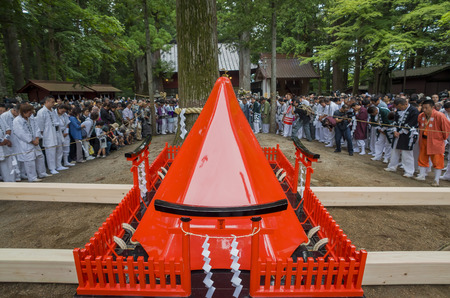 The special festival - Yoshida fire festival. This festival is designated as one of the three most unique festivals in Japan.のeditorial素材