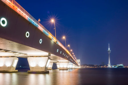 Sai Van Bridge is a cable-stayed bridge in Macau inaugurated on December 19, 2004の写真素材
