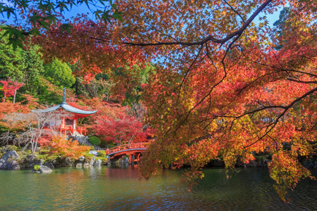 Superb view, fall color at Daigoji temple, Japan in the autumn around november