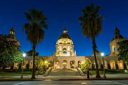 The beautiful and classical Pasadena City Hall near Los Angeles, Californiaのeditorial素材