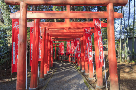 A torii is a traditional Japanese gate most commonly found at the entrance of or within a Shinto shrineのeditorial素材