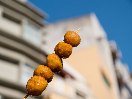 Curry fishball is a very delicious traditional food at Macauの写真素材