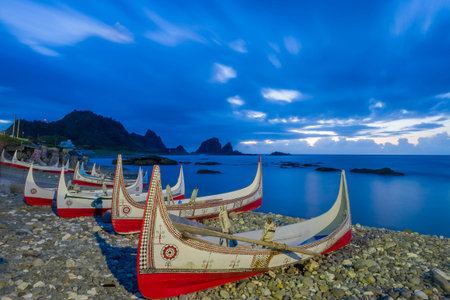 Beautiful carving boat at Orchid Island, Taitung, Taiwanのeditorial素材