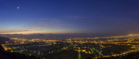 Sun raise at Lanyang Plain and Gueishan Island at ilan, Taiwanの写真素材