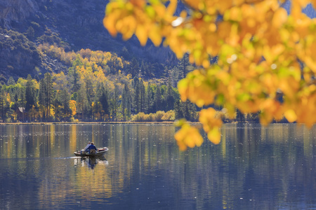 Beautiful fall color in Silver Lake, Californiaの写真素材