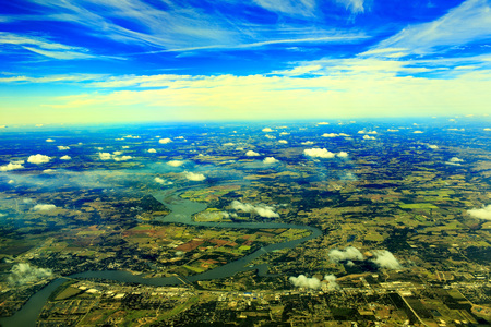 Beautiful Aerial view of Lake Texomaの写真素材