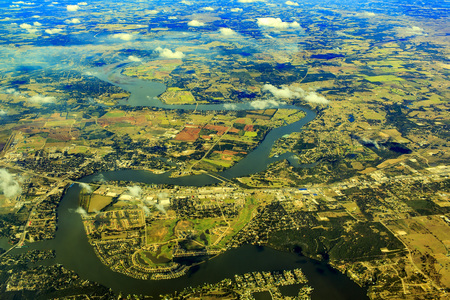 Beautiful Aerial view of Lake Texomaの写真素材