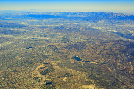Aerial view of Santa Ana in airplaneの写真素材