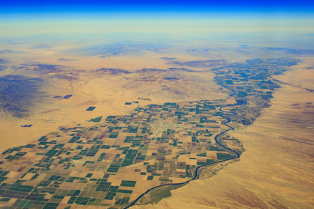 Aerial view of Blythe in airplane, Californiaの写真素材