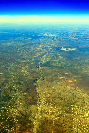 Aerial view of some lands in airplaineの写真素材