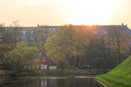 Traveling in the famous Copenhagen around Autumn seasonの写真素材