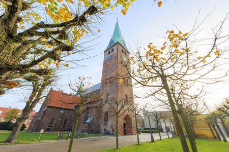 Traveling in the famous Copenhagen around Autumn seasonの写真素材