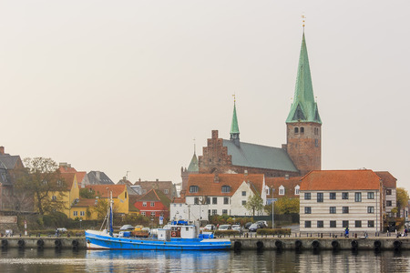 Traveling in the famous HelsingÃ¸r Domkirke, Copenhagen around Autumn seasonの写真素材
