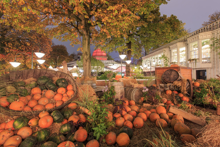 Traveling in the famous Tivoli park, Copenhagen around Autumn seasonの写真素材