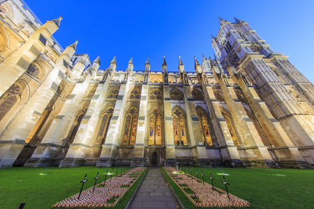 Traveling in the famous Westminster Abbey, London, United Kingdom around twilightのeditorial素材