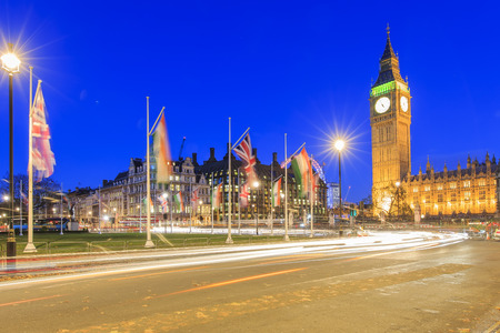 Traveling in the famous Big Ben, London, United Kingdom around twilightのeditorial素材