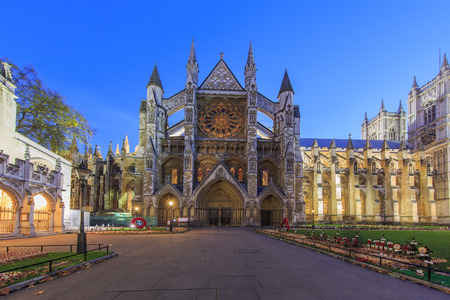Traveling in the famous Westminster Abbey, London, United Kingdom around twilightのeditorial素材