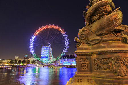Traveling in the famous London Eye, London, United Kingdom around twilightのeditorial素材