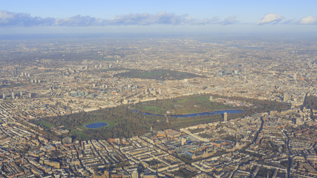 Aerial view of cityscape around London near sunset timeの写真素材