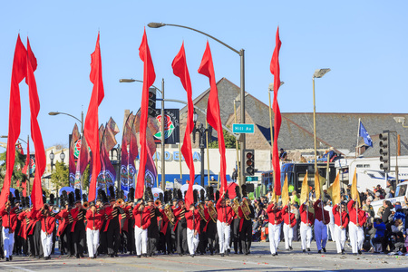 Pasadena, California, USA - January 1, 2016: Superb Tournament of the famous Roses Parade - America's New Year Celebration, held in Pasadena, Californiaのeditorial素材