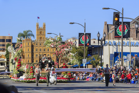 Pasadena, California, USA - January 1, 2016: Superb Tournament of the famous Roses Parade - America's New Year Celebration, held in Pasadena, Californiaのeditorial素材