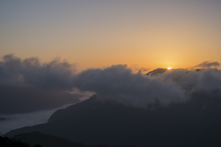 Sun rise at the famous nature landscape of Hehuanshan, Taiwanの写真素材