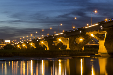 Zhongxiao Bridge of Taipei, Taiwan at nightの写真素材