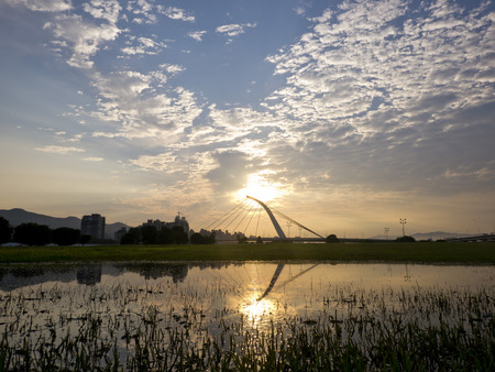 Sun rise at Dazhi Bridge, Taipei, Taiwanの写真素材