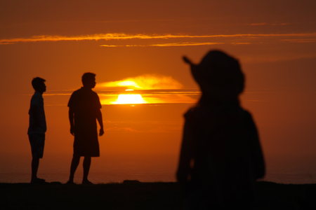 Sunset sightseeing at Penghu island of Taiwanの写真素材