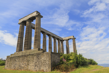 National Monument of Scotland and blue sky at Edinburgh areaのeditorial素材