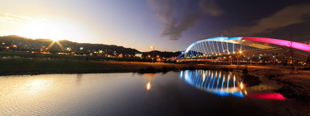 Special sunset to night view of Sun Bridge, Taiwanの写真素材