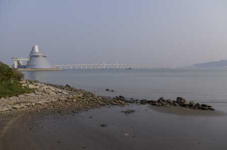 Science museum and Amizade Bridge at Macauのeditorial素材