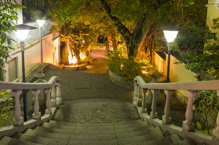 Old stairs and street view of Taipa, Macauの写真素材