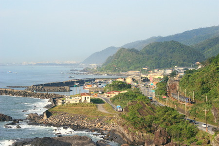 Beautiful shore view seen from a park in east Taiwan, Ilanの写真素材