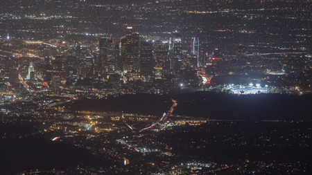Great Los Angeles area night scape from top around twilight timeの写真素材