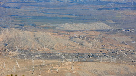 Aerial view of Palm Springs city from top, California