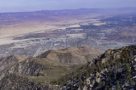 Aerial view of Palm Springs city from top, Californiaの写真素材