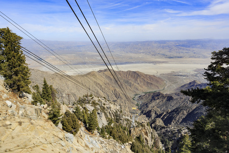 Palm Springs Aerial Tram Mountain station view from top at Palm Springs, Californiaの写真素材