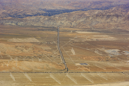 Aerial view of Palm Springs city from top, Californiaの写真素材