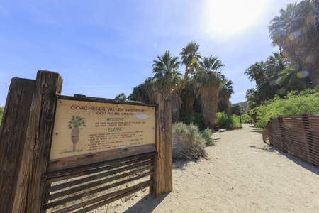 The sign at the entrance of the Coachella Valley Preserve, Palm Springsのeditorial素材