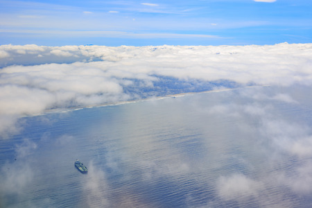 Aerial view of great Los Angeles area with cloudsの写真素材
