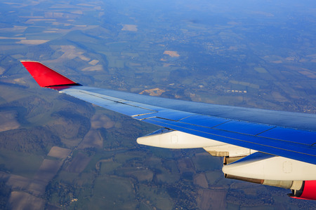 Aerial view of rural / country side landscape near Gatwick, United Kingdomの写真素材