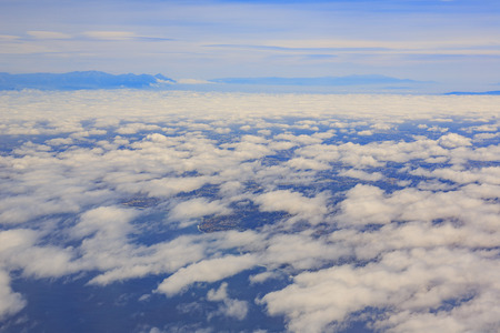 Aerial view of great Los Angeles area with cloudsの写真素材