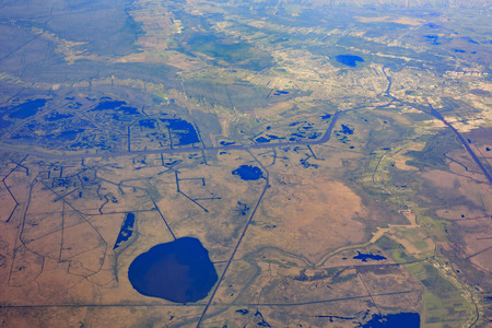 Aerial view near Austin at morning, Texasの写真素材