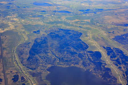 Aerial view near Austin at morning, Texasの写真素材