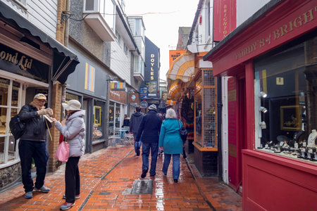 Brighton, APR 9: Busy bussiness street on APR 9, 2016 at Brighton.
