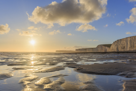 The famous landscape around Seven Sister, Seaford, UKの写真素材